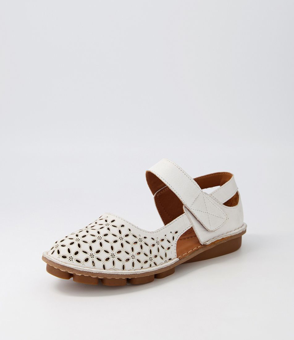 Lahilan White Leather Flat Shoes