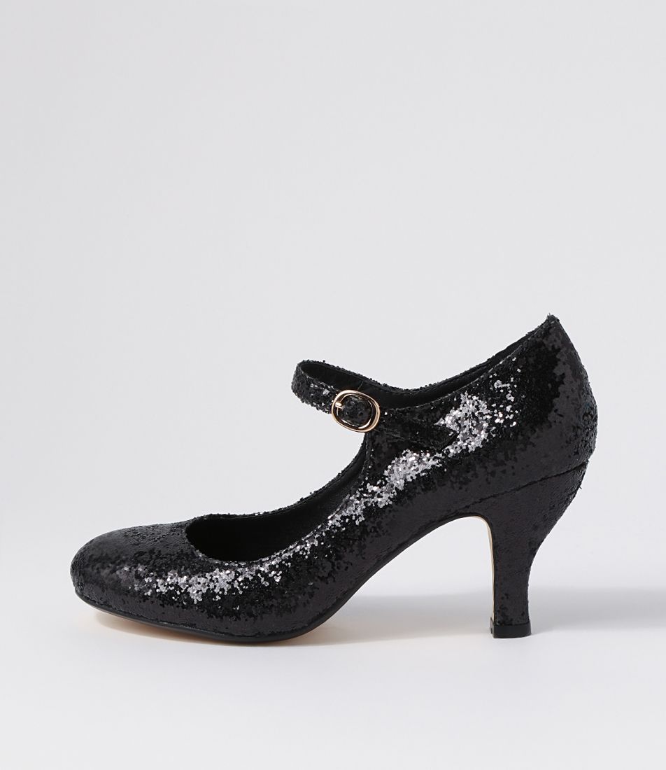 Majestic Black Glitter Heels
