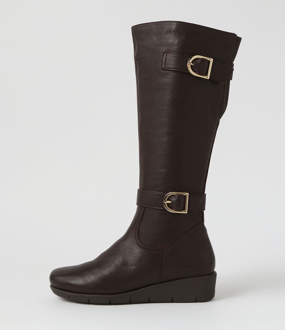 Masterio Dark Brown Leather Knee High Boots