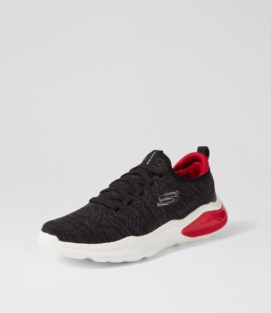 Air Cushioning Black Red Knit Sneakers