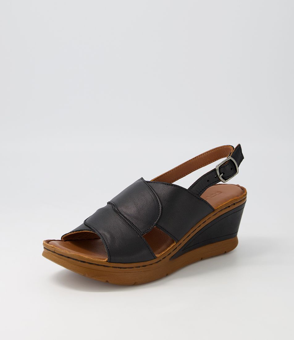 Bravio Black Brown Leather Sandals