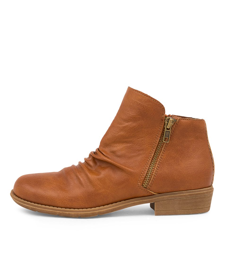 ROSIE TAN SMOOTH ANKLE BOOTS