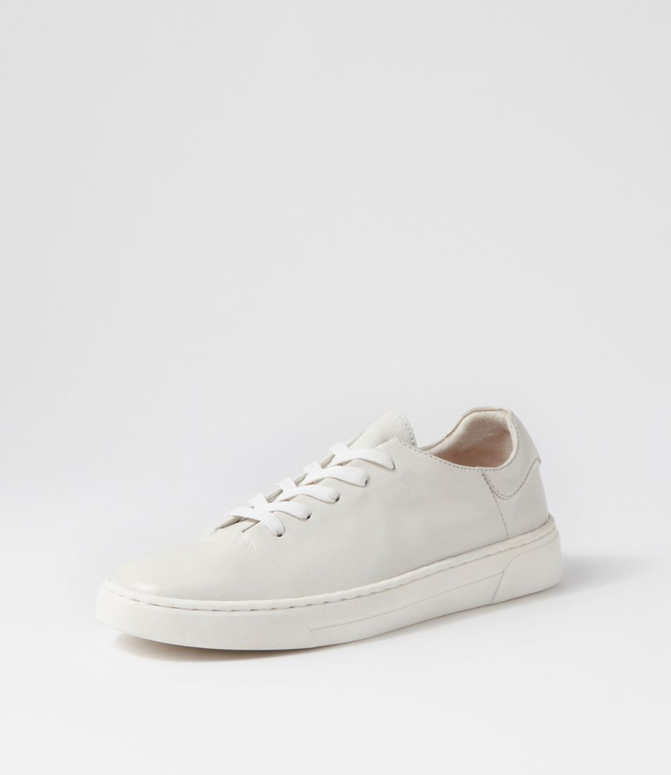 Tradme White Leather Lace Up Flats