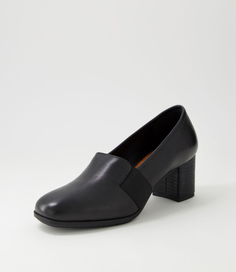 Verbrate Black Leather Heels