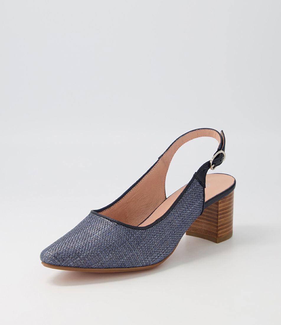 Lexstar Navy Woven Leather Heels