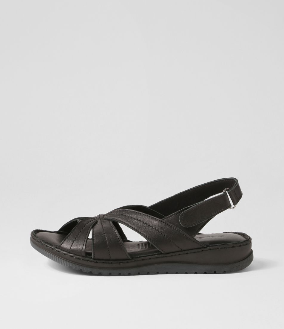 Kaif Black Leather Sandals