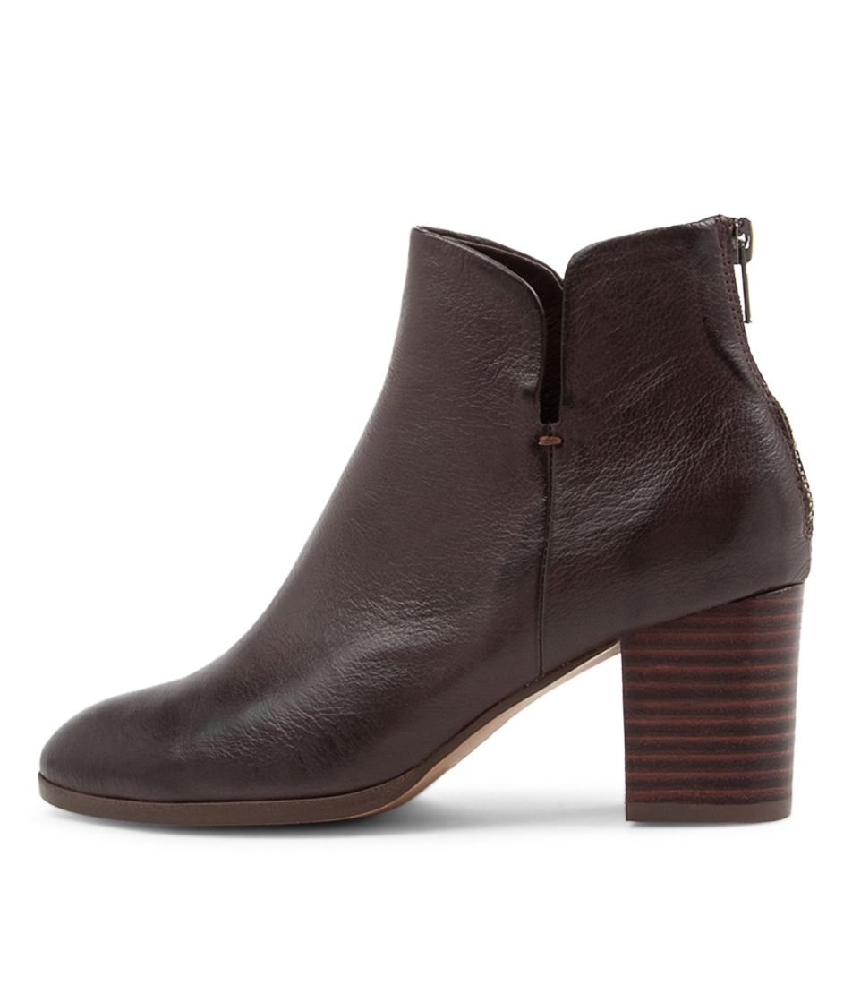 Deitha Choc Leather Ankle Boots DBH