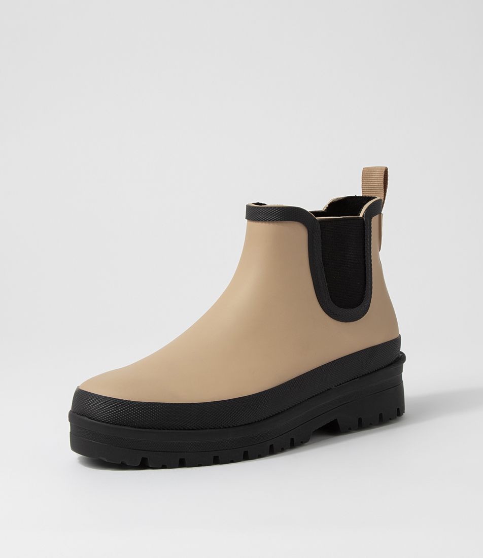 Everlane Taupe Black Gumboot Ankle Boots