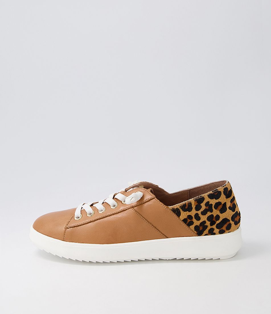 Zaylah Dark Tan Leopard Leather Pony Sneakers