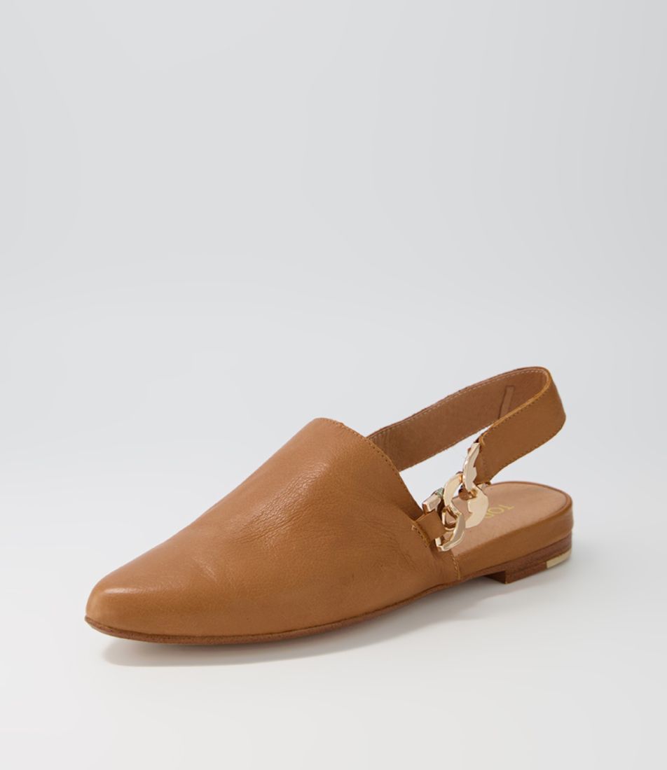 Fovo Dark Tan Leather Flat Shoes