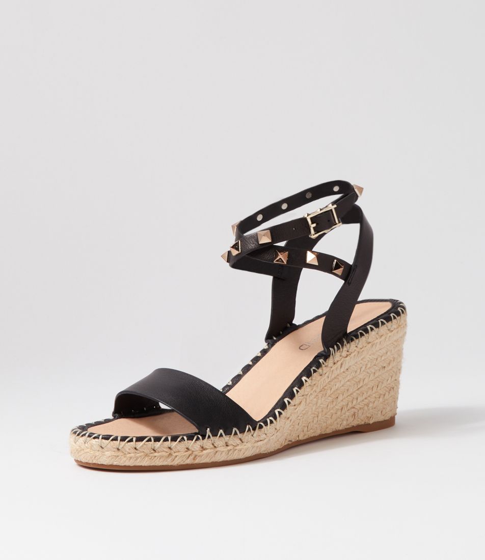 Guicey Black Leather Espadrilles