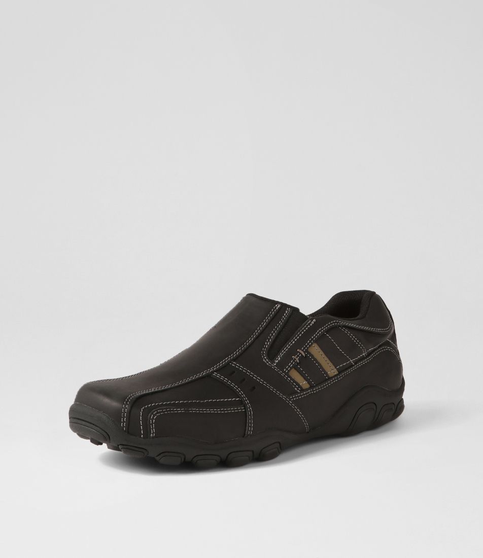 Atari Black Crazyhorse Leather Flat Shoes