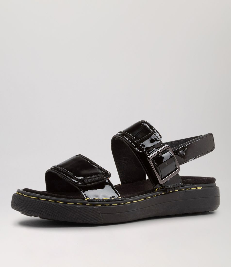 Aska Black Patent Leather Sandals