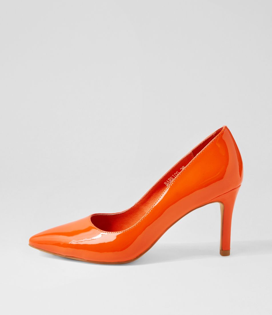 Barrios Orange Patent Leather Pump Heels