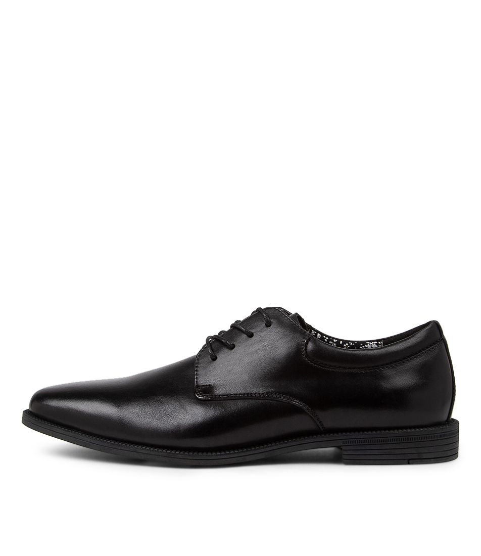 Tod Black Leather Lace Up Flats