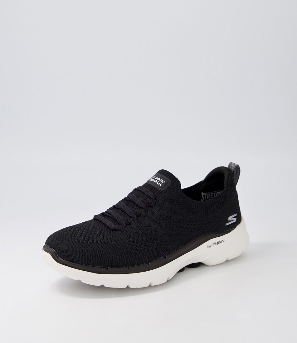 Go Walk 6 Black Textile Sneakers