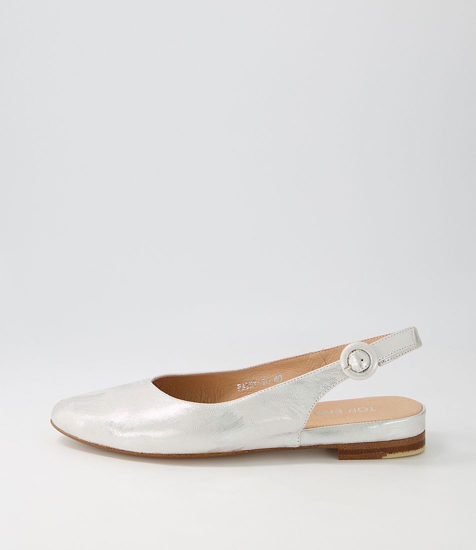 Fairy Silver Scratch Leather Flat Shoes
