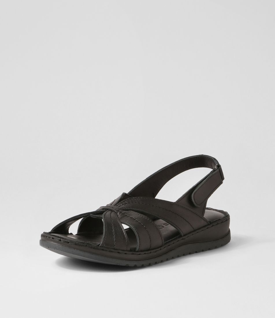 Kaif Black Leather Sandals