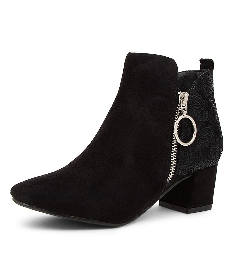 Hesta Black Microsuede Ankle Boots