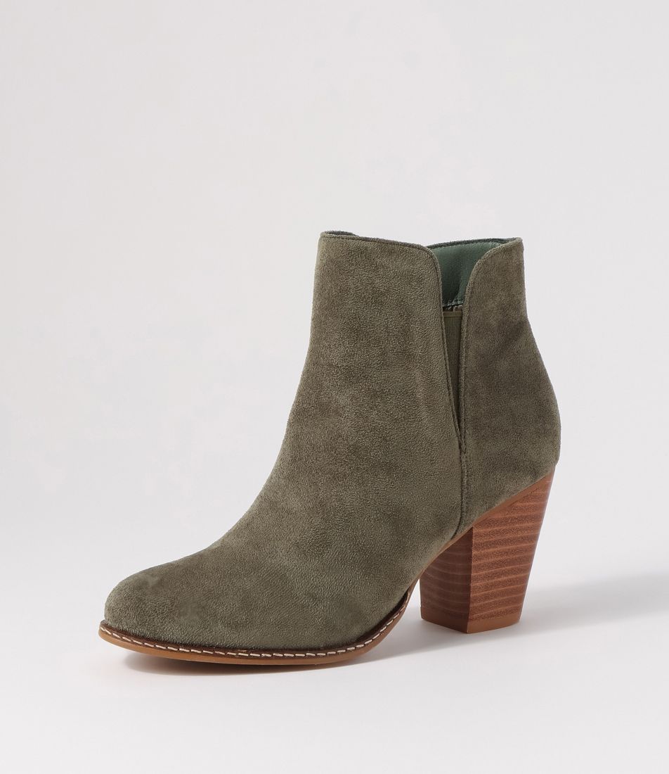 Cady Khaki Microsuede Ankle Boots
