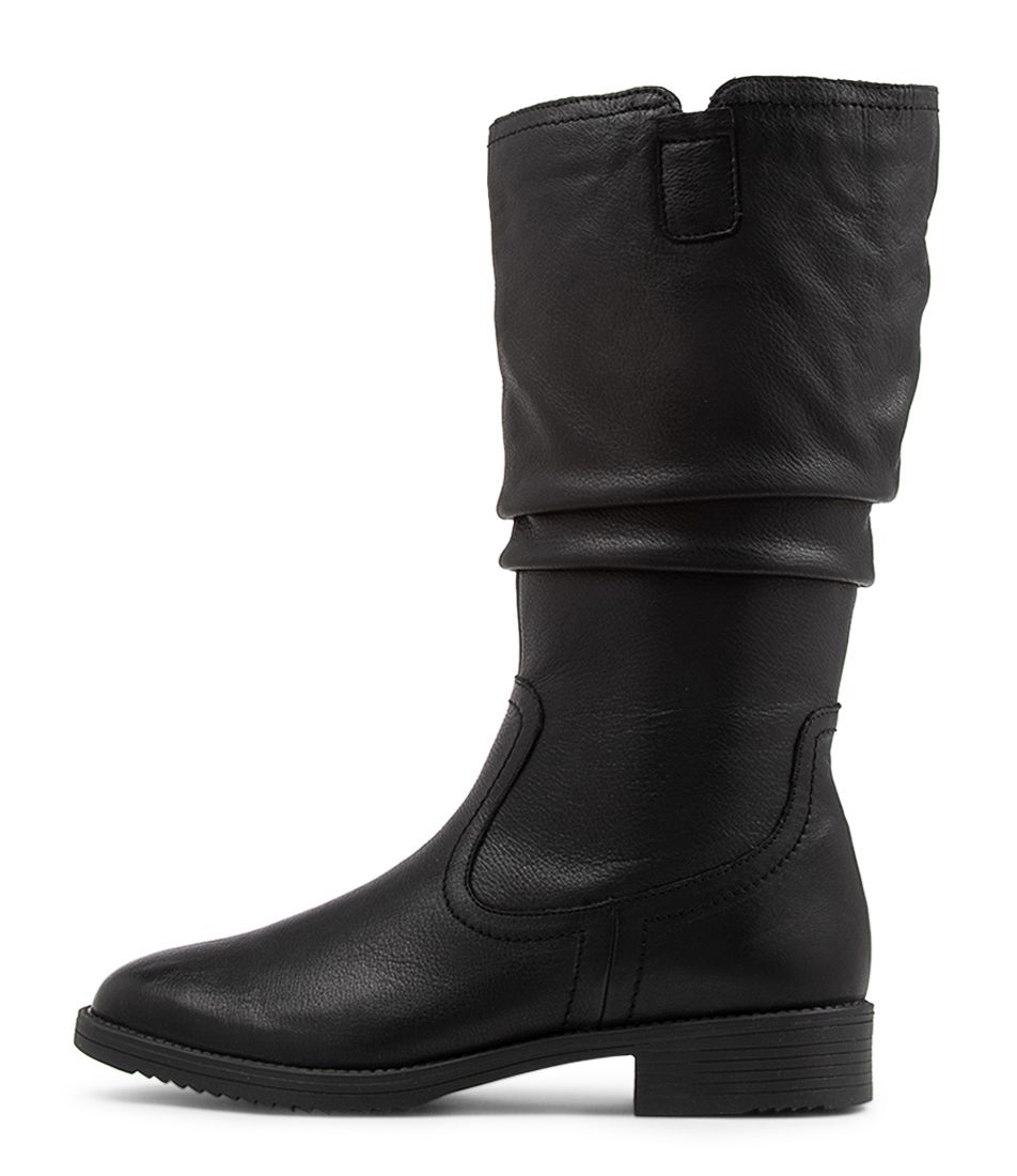 Camino Black Leather Calf Boots