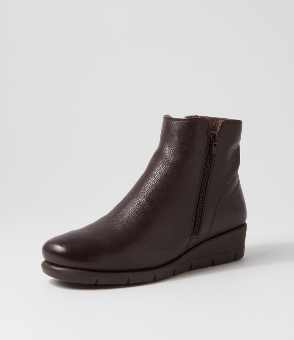 Marrys Dark Brown Leather Ankle Boots