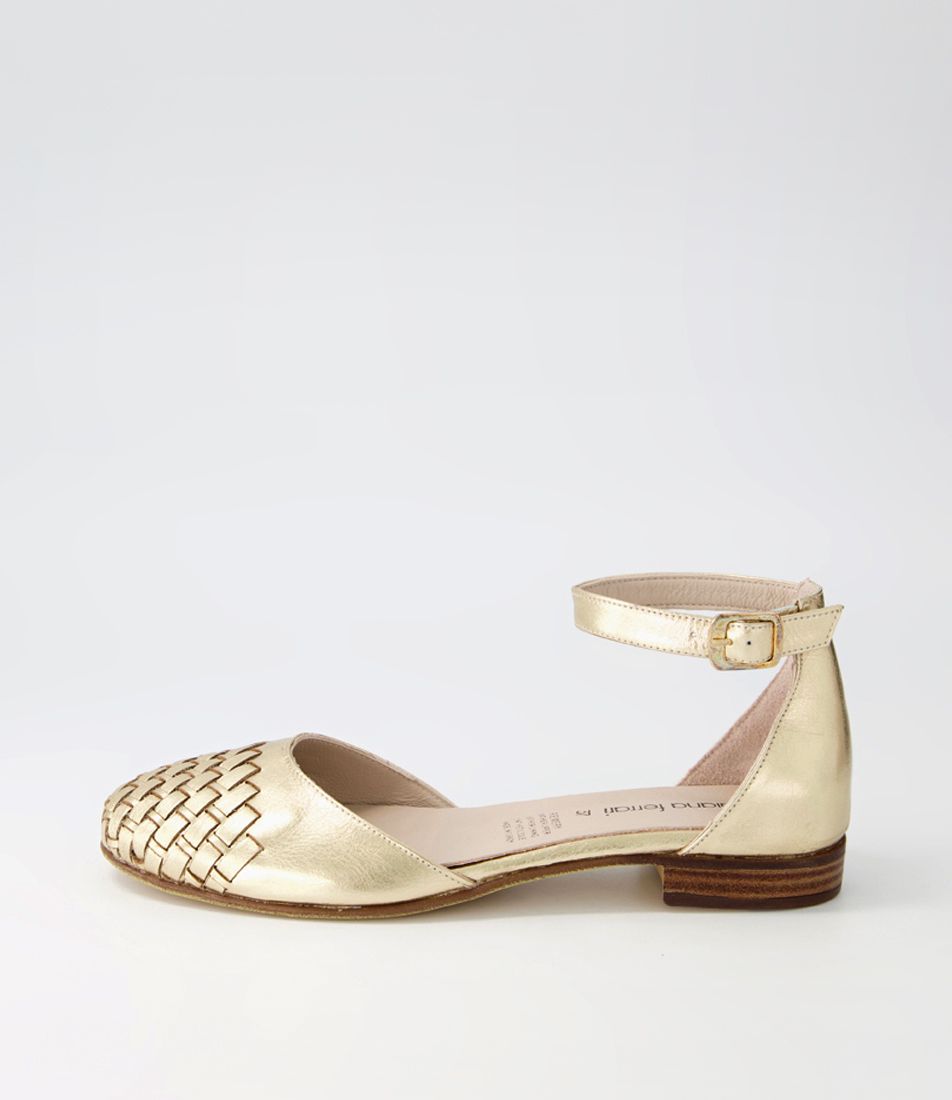 Remery Pale Gold Leather Flat Shoes