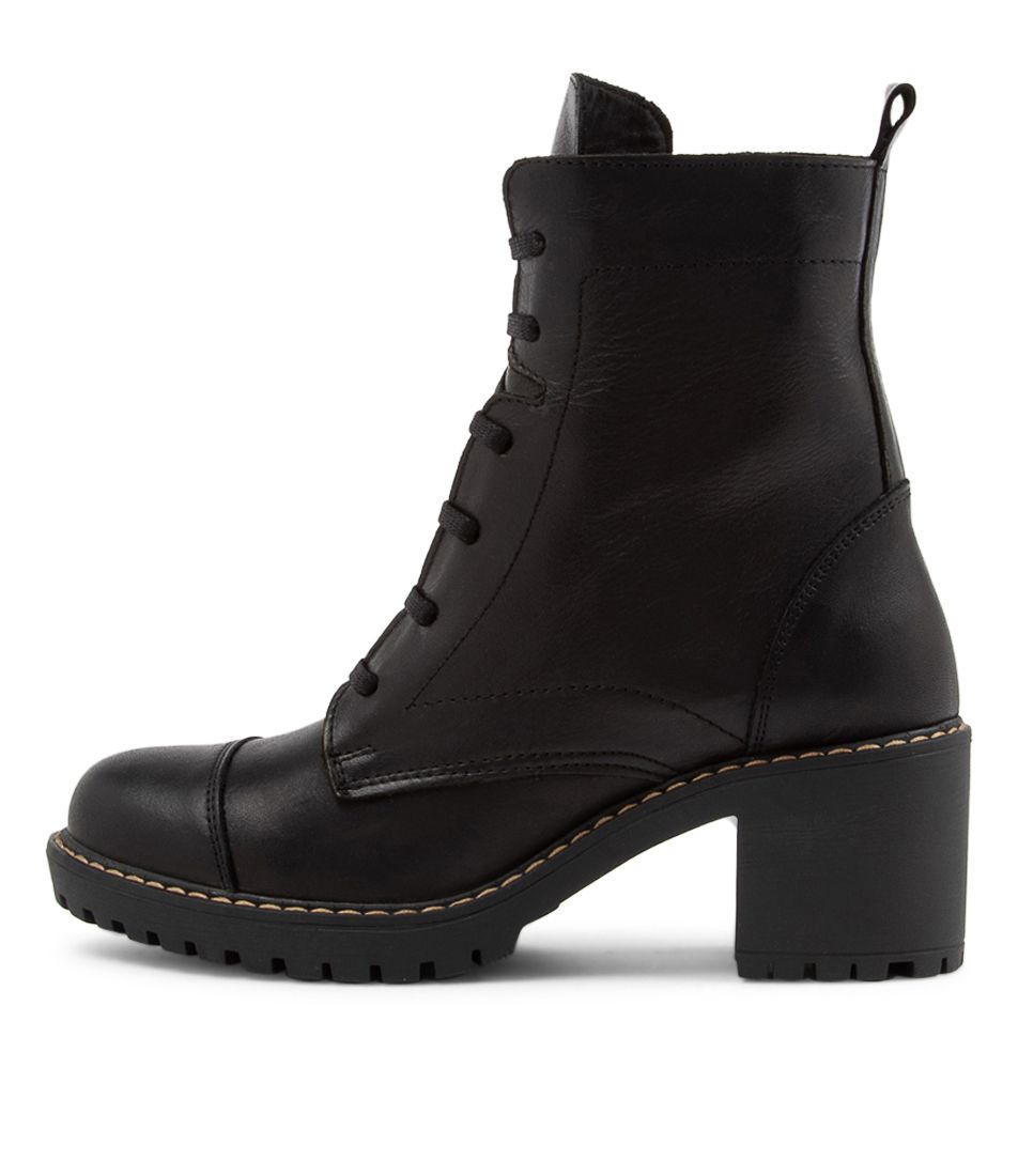 Planet Black Leather Lace Up Boots BH