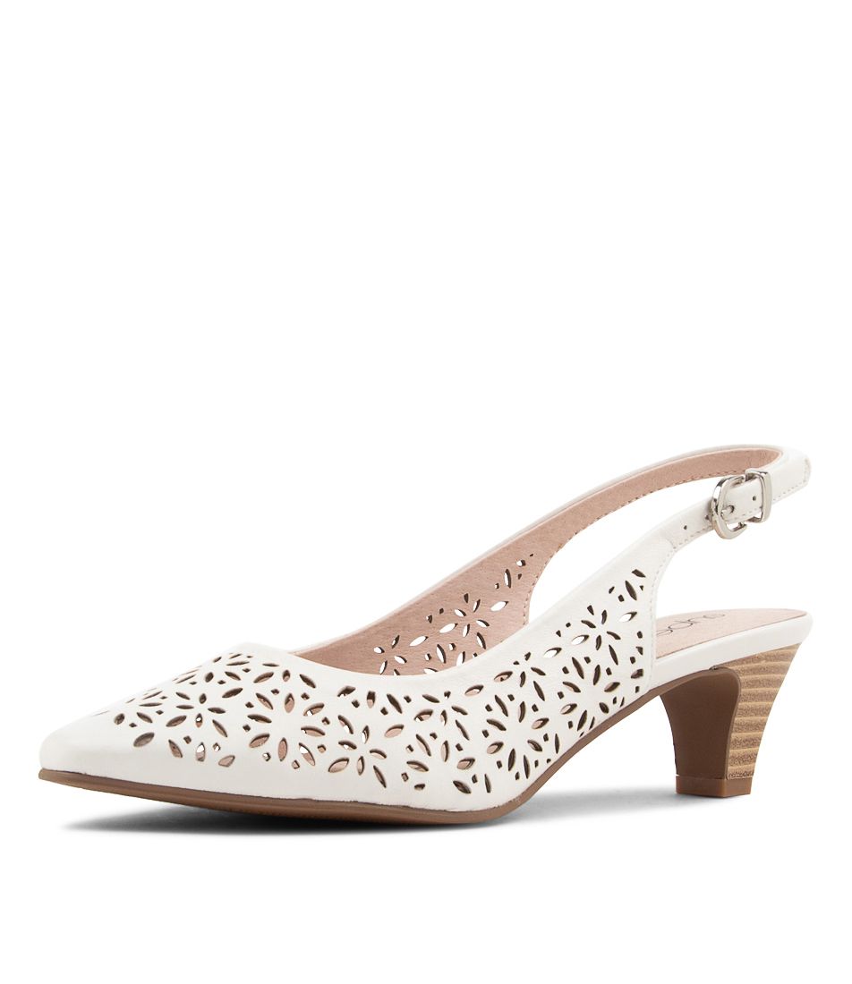 Lorney White Leather Heels