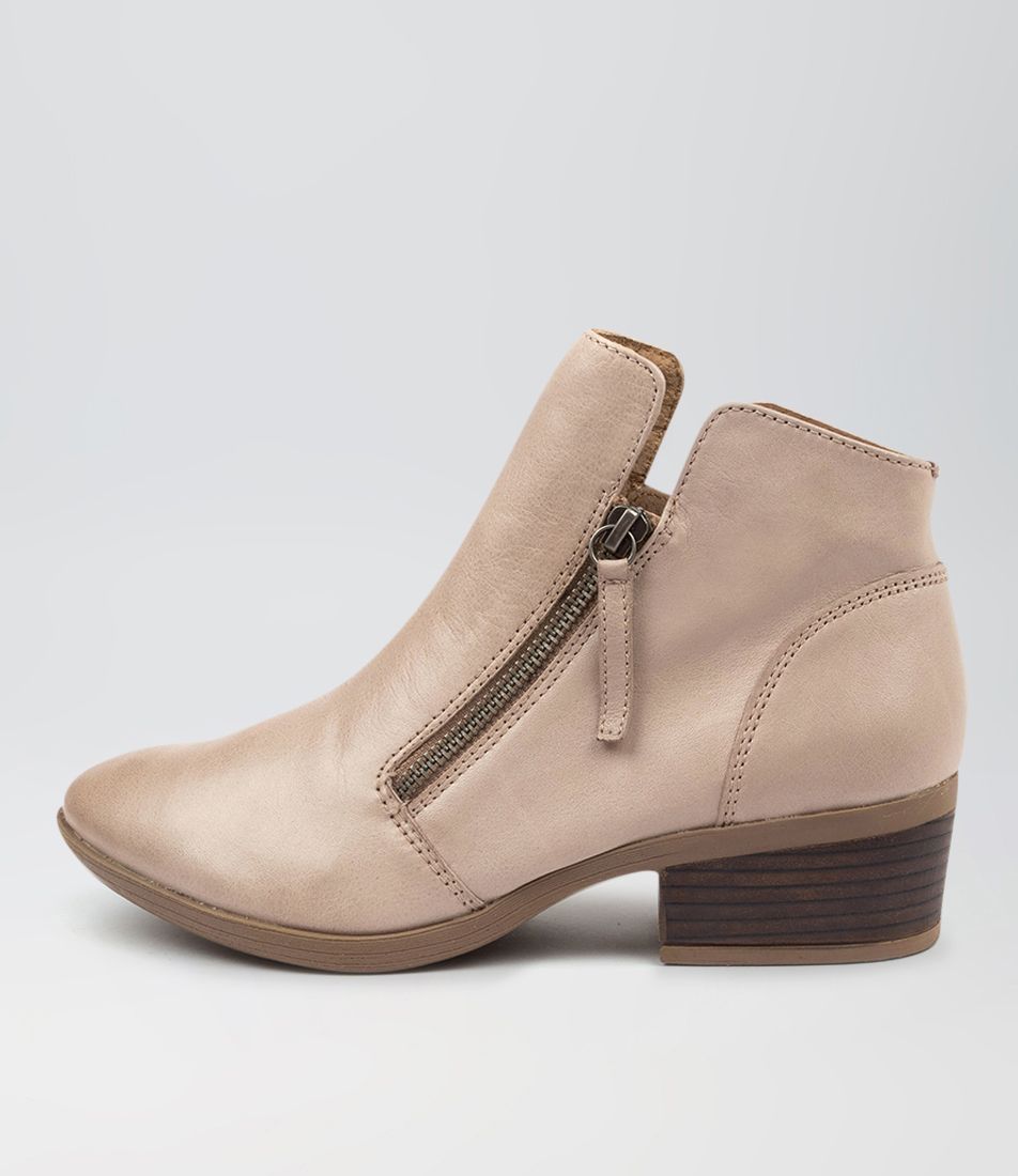 Zalen Dark Stone Leather Ankle Boots