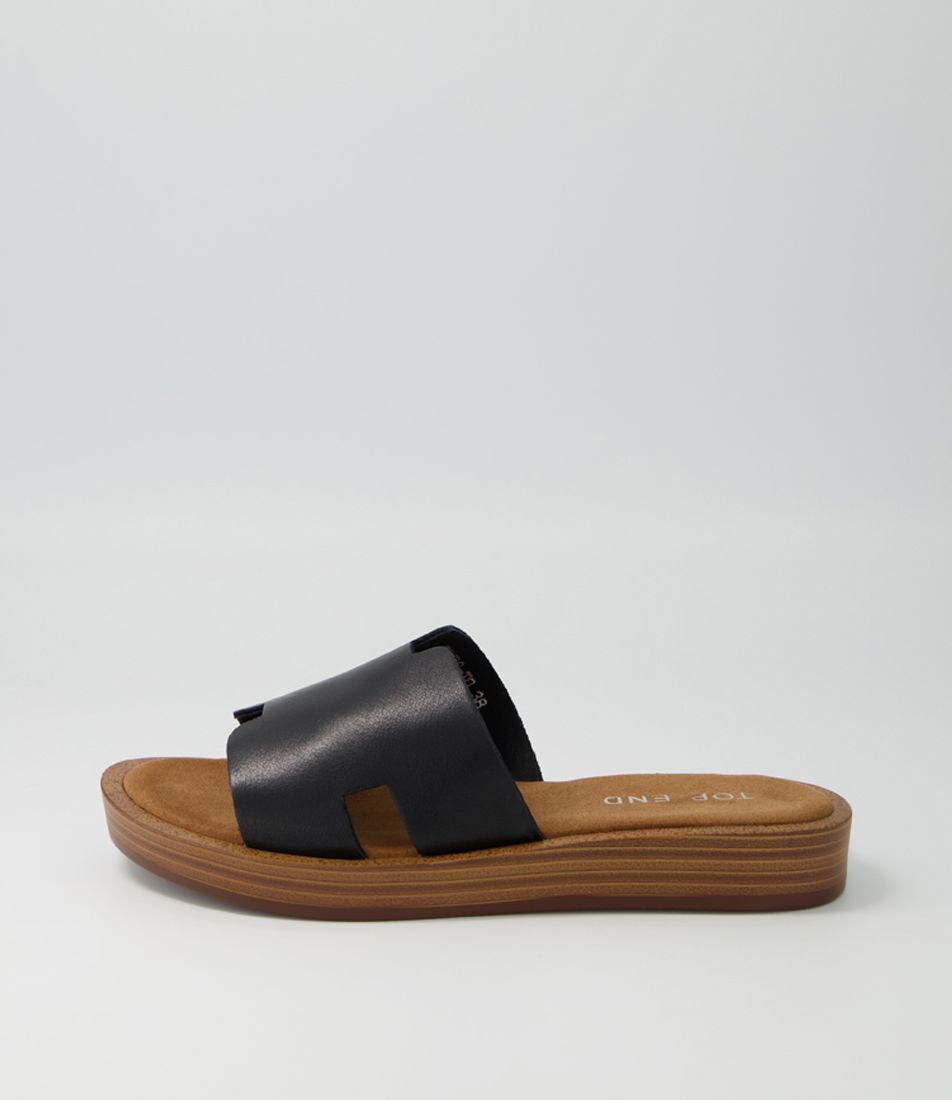 Fando Black Leather Slides NS