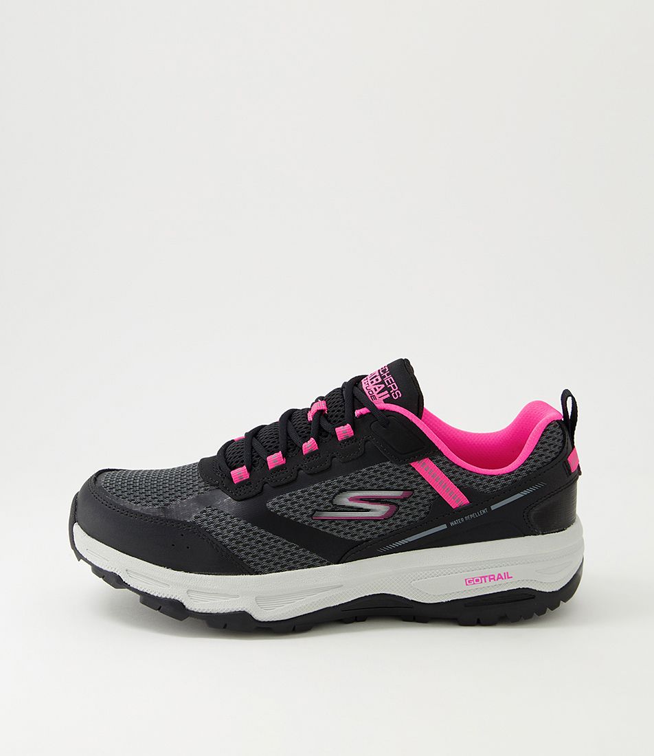 Go Run Trail A Black Pink Leather Sneakers