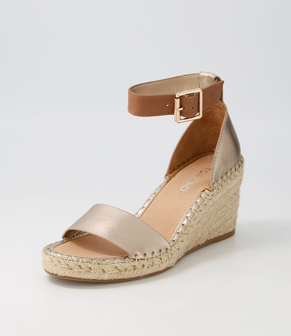 Gonice Champagne Tan Leather Espadrilles