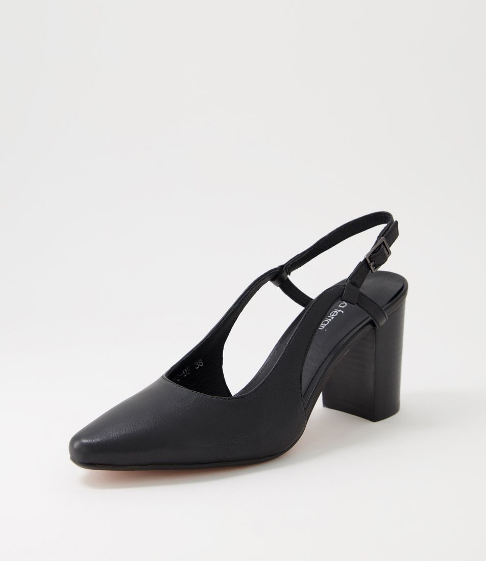 Swing Black Leather Heels