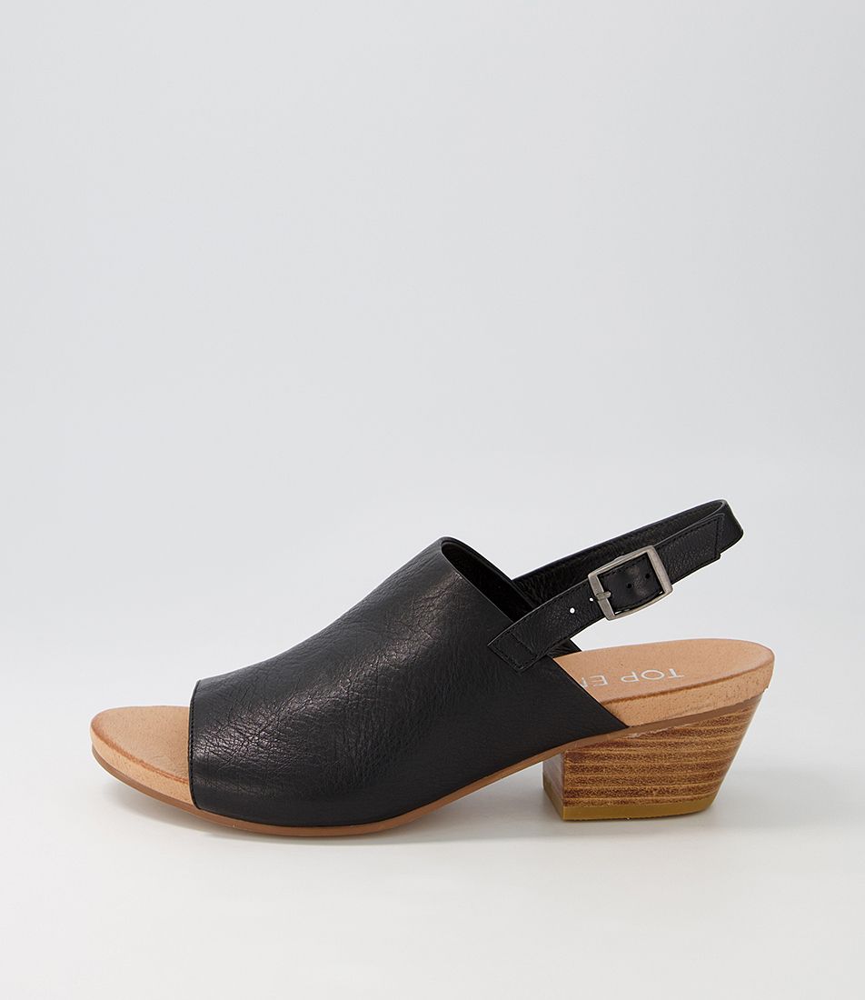 Cierrah Black Leather Sandals