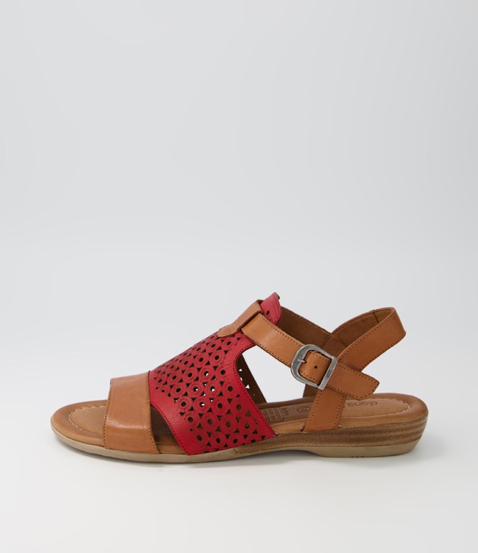Alden Dark Red Tan Leather Sandals