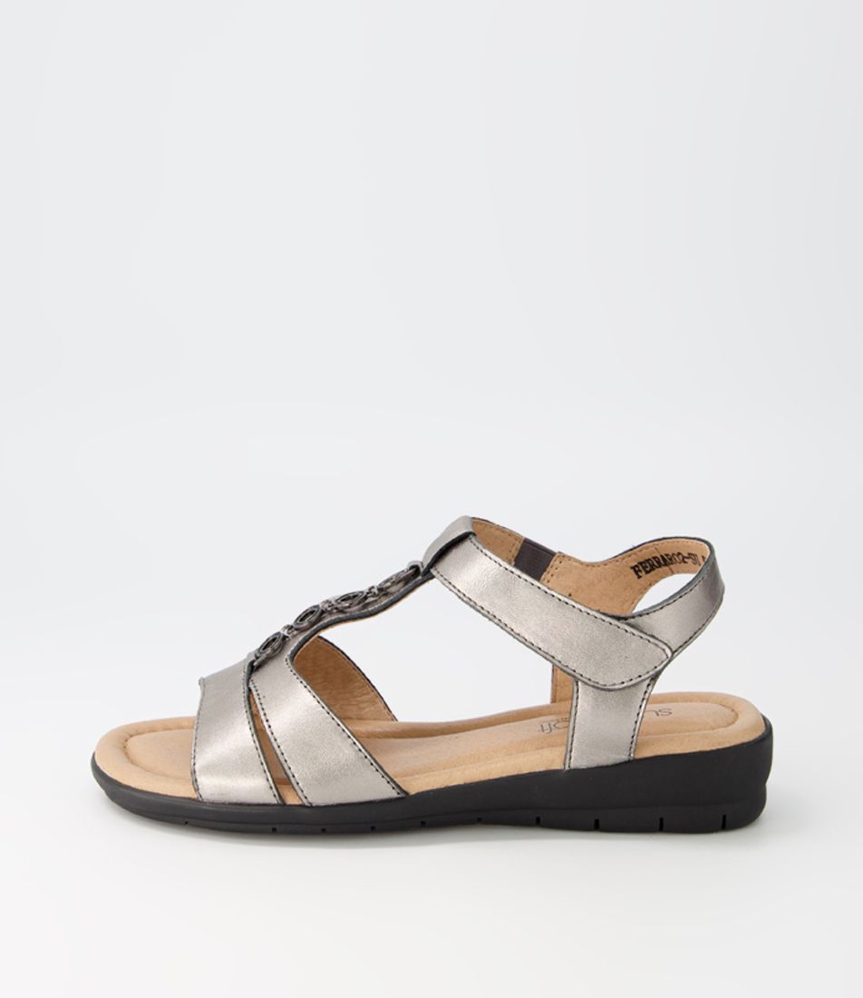 Ferraro2 Gunmetal Leather Sandals