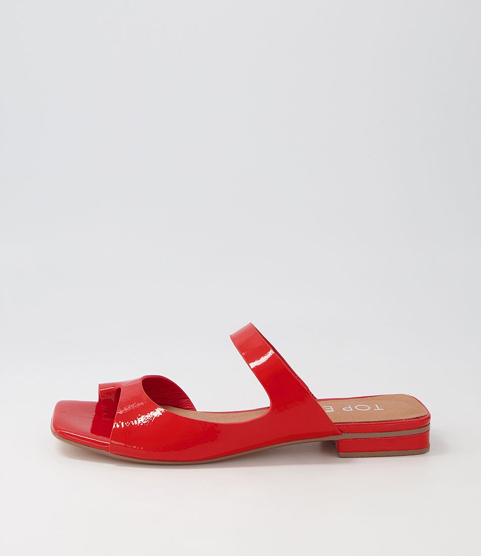 Knoa Red Wrinkle Patent Slides