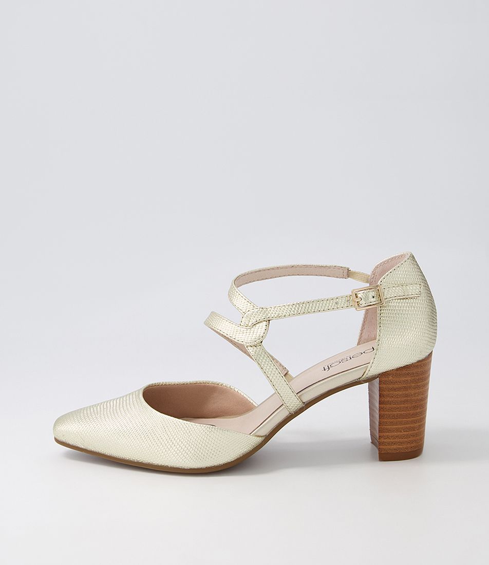 Mylia Platinum Snake Leather Heels