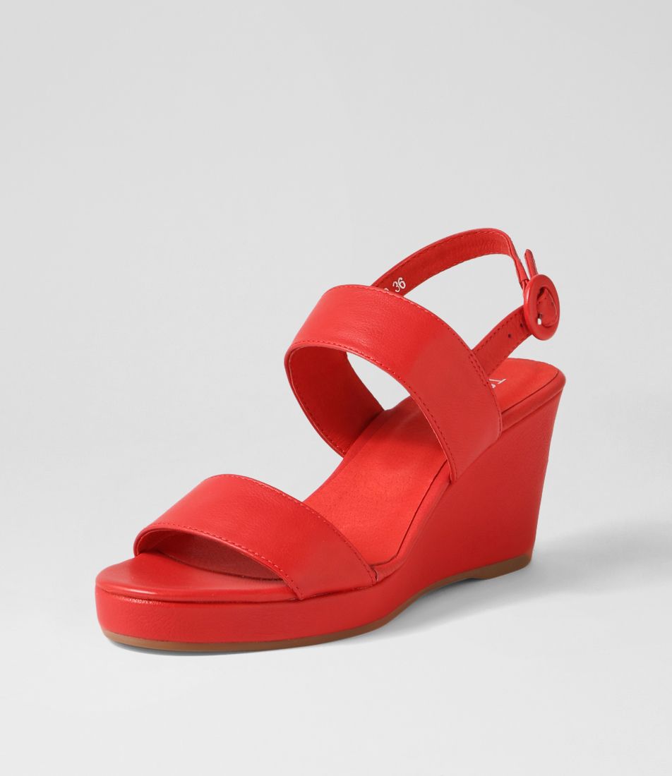 Walbi Red Leather Sandals