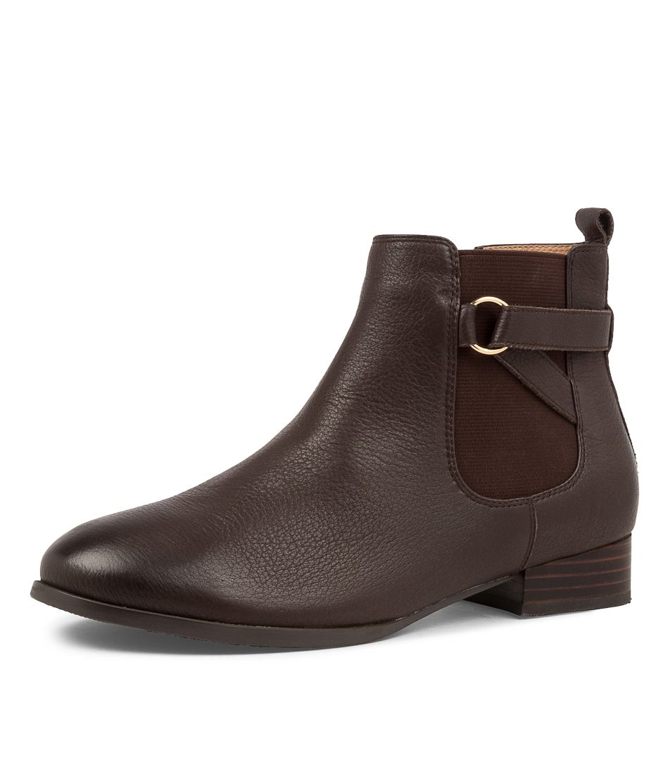 CATHIS CHOC LEATHER ANKLE BOOTS