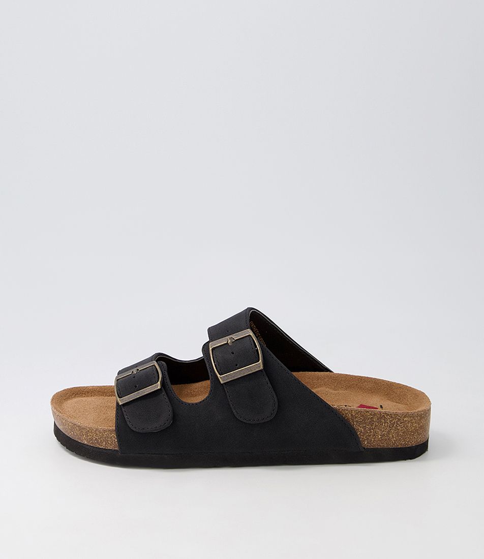 Zigie Black Nubuck Pu Sandals