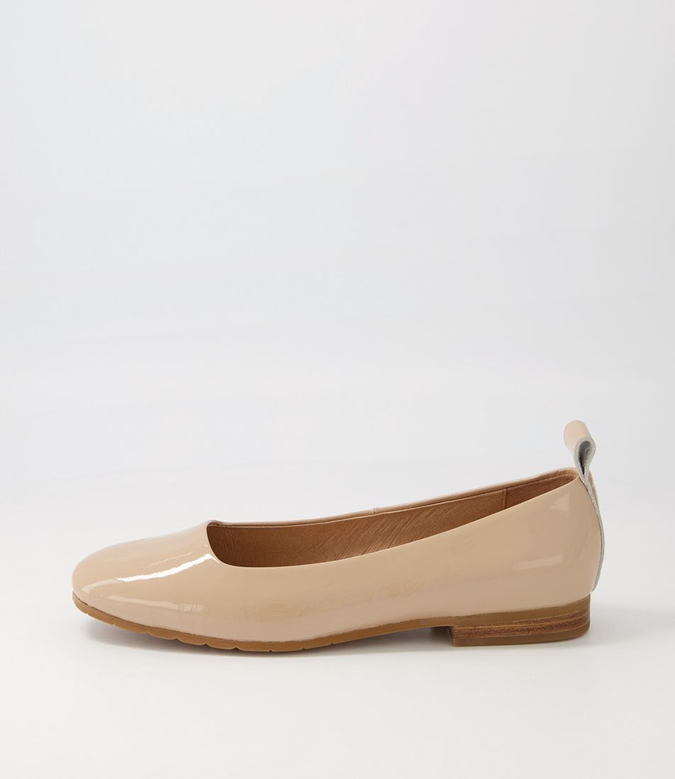Murlena Camel Patent Leather Ballet Flats