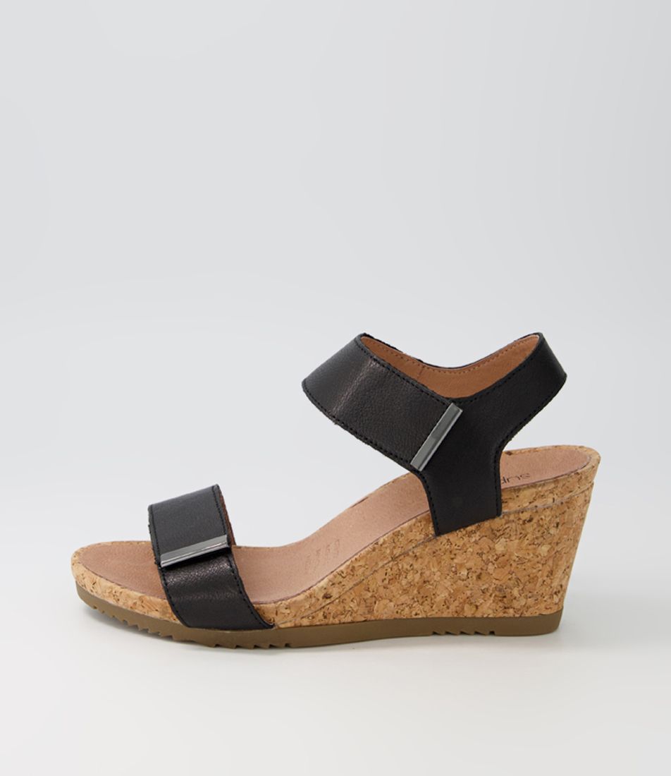 Avery Black Leather Sandals