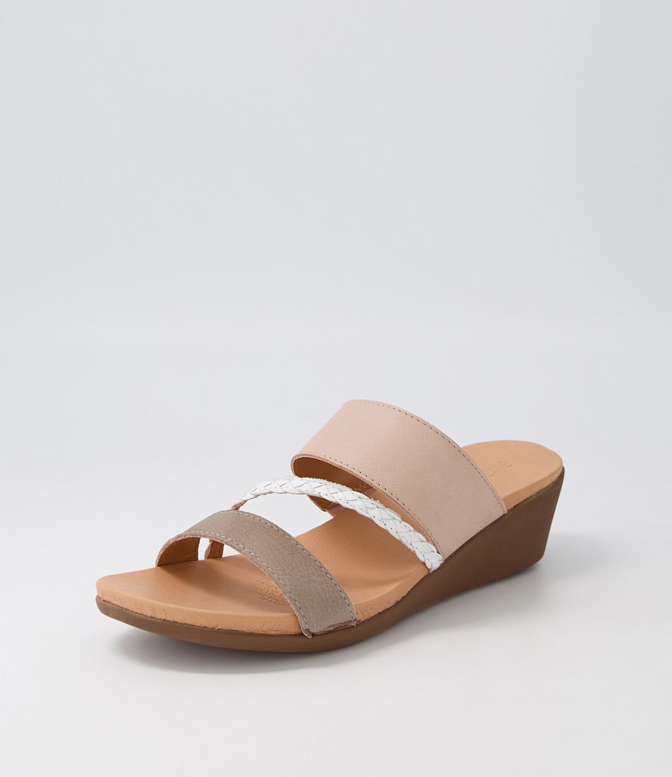Jorja Light Taupe White Multi Slides