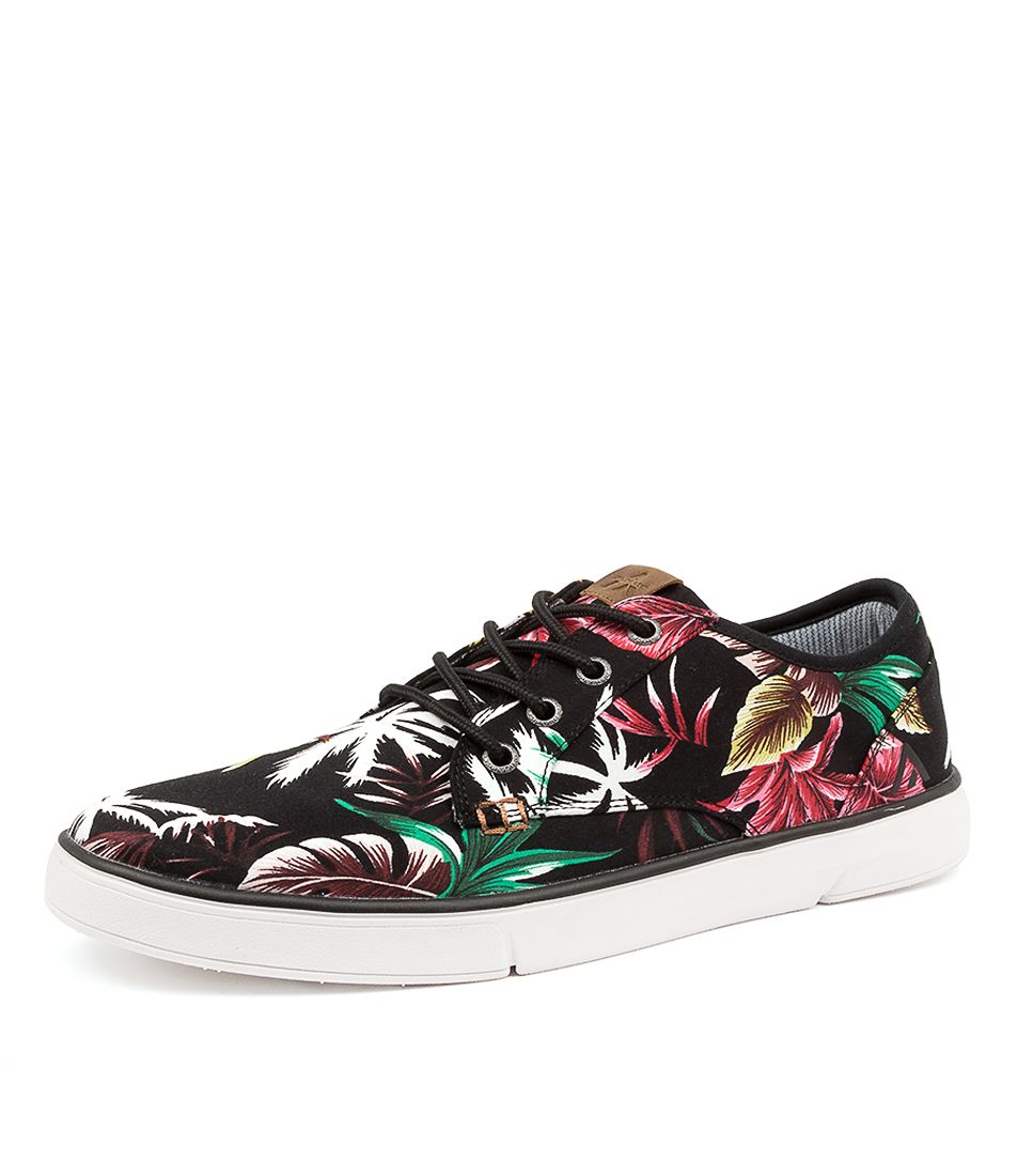 Albatross Black Floral Print Canvas Sneakers