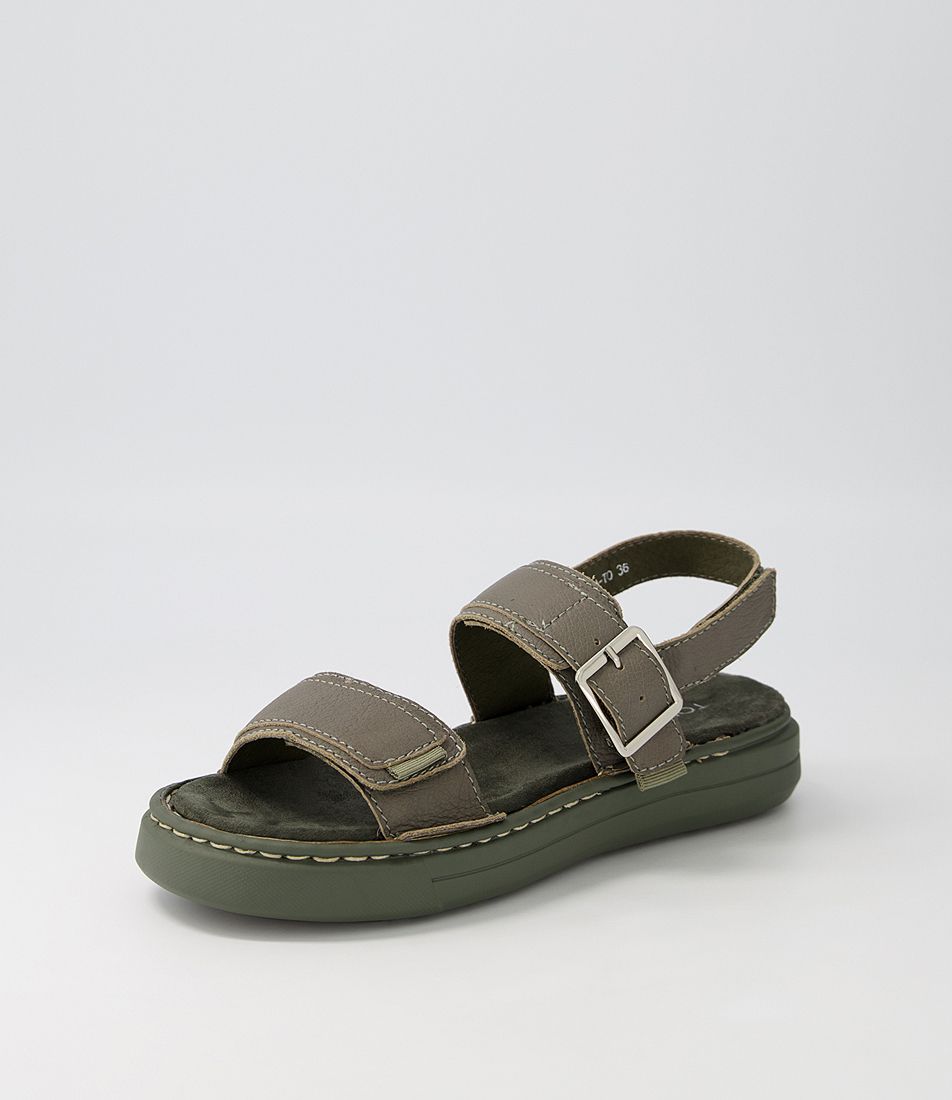 Aska Olive Leather Sandals