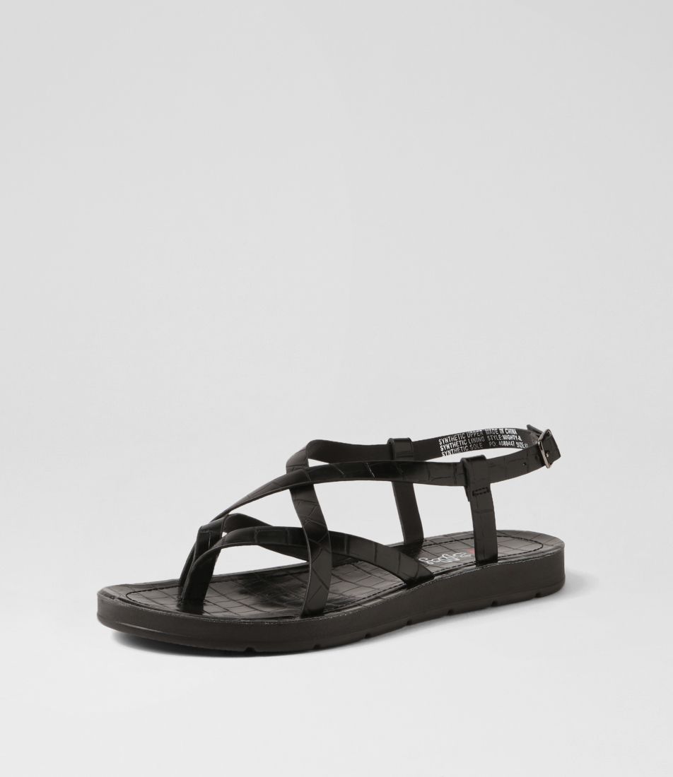 Mighty Black Croc Sandals