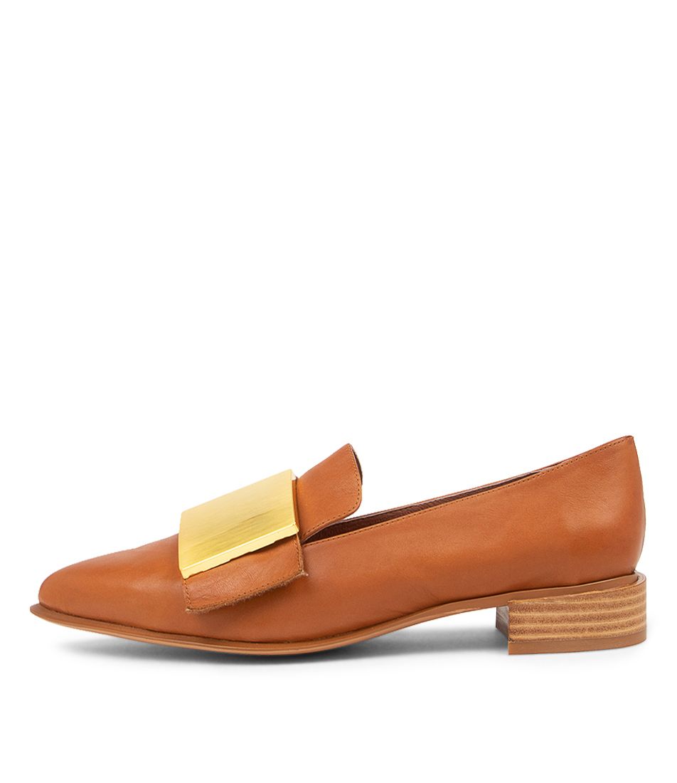ZHANG DK TAN GOLD LEATHER LOAFERS