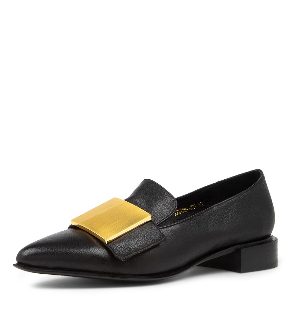 ZHANG BLACK GOLD LEATHER LOAFERS